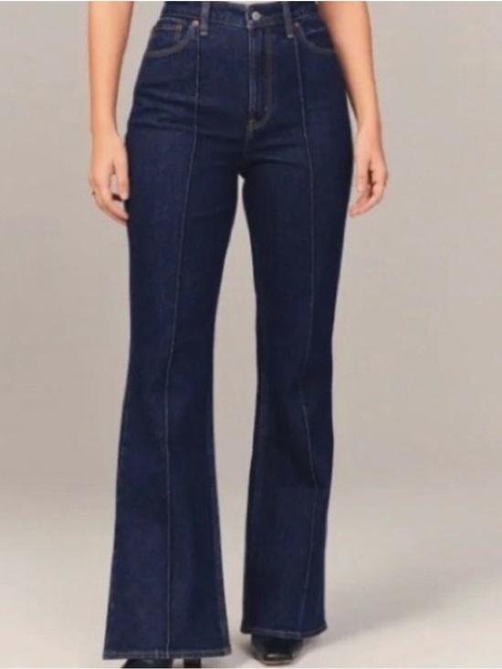 Abercrombie & Fitch Denim - Abercrombie & Fitch Dark Blue High-Rise Flare Jeans - Sz 4 (27) LONG